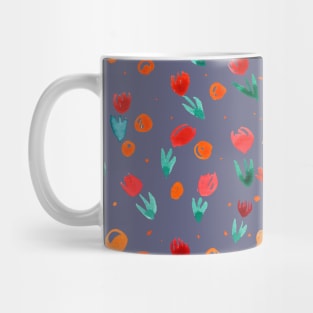 Watercolor tulips pattern - grey and orange Mug